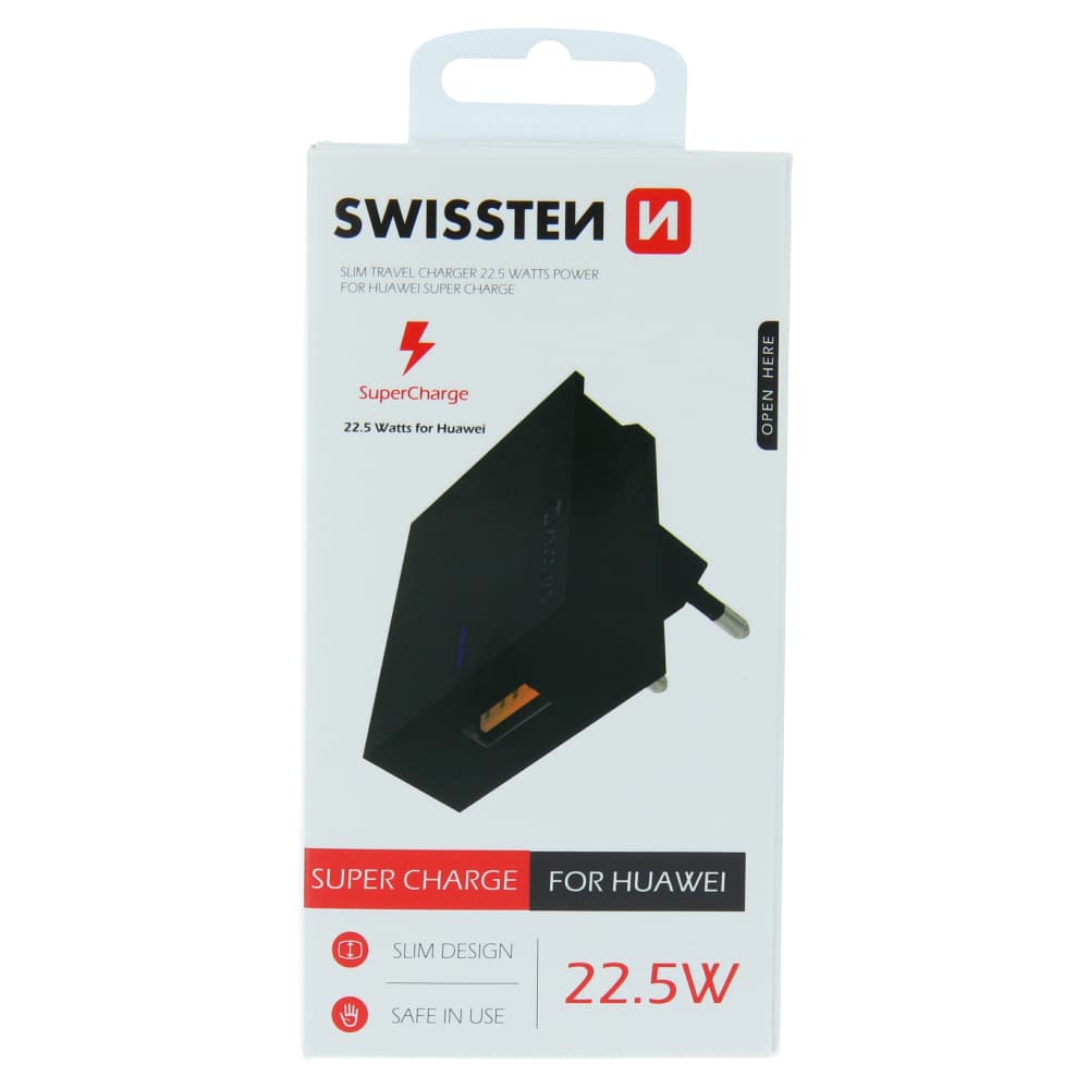 Swissten síťový adaptér pro huawei super charge 22,5w černý - náhled 2