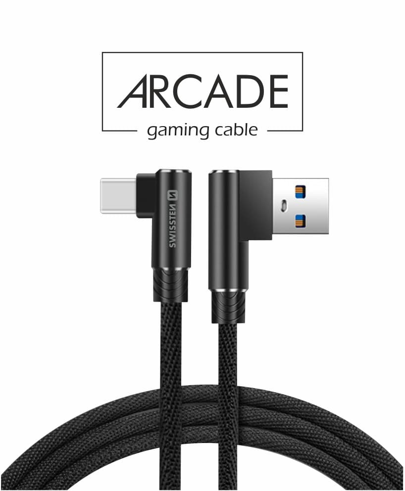 Textilní datový kabel swissten arcade usb / usb-c 1,2 m černý - náhled 2