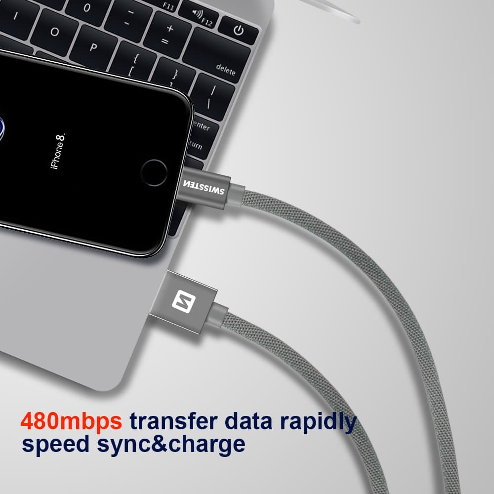 Datový kabel swissten textile usb / lightning mfi 1,2 m zlatý - náhled 2
