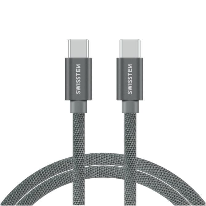 Datový kabel swissten textile usb-c / usb-c 2,0 m stříbrný - náhled 2