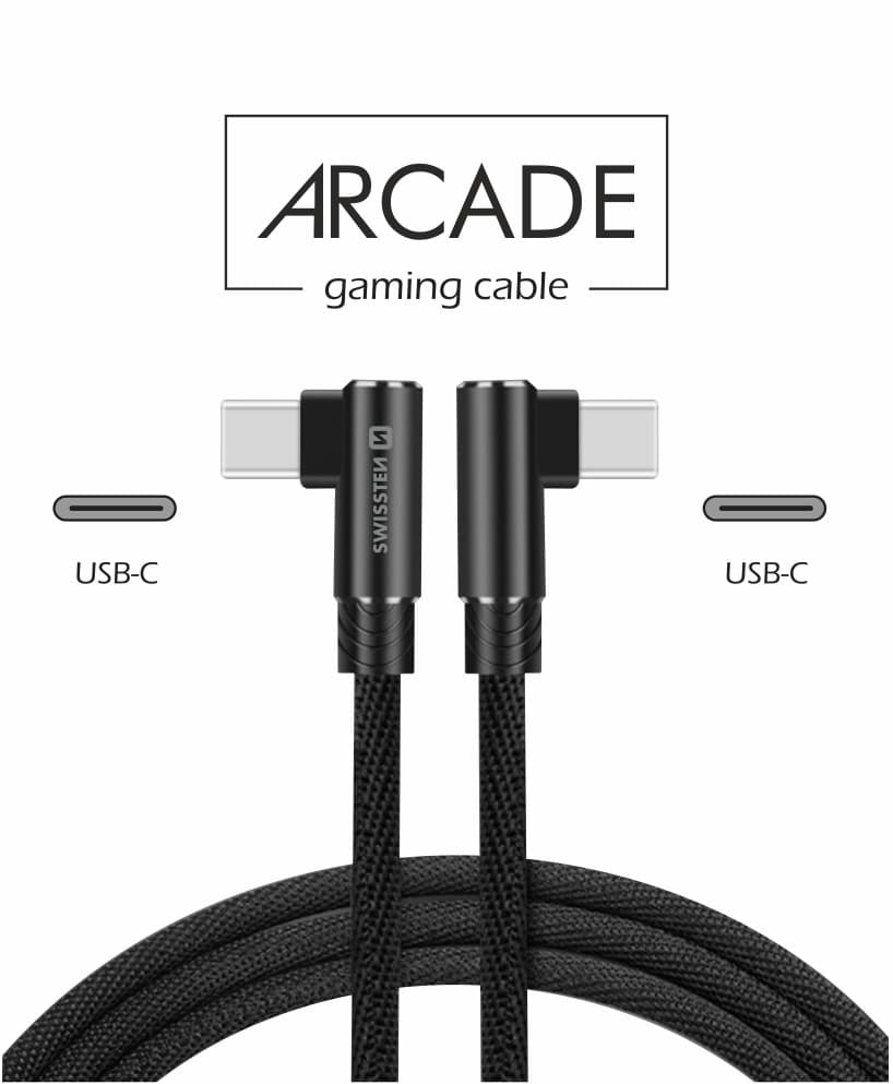 Textilní datový kabel swissten arcade usb-c / usb-c 1,2 m černý - náhled 2