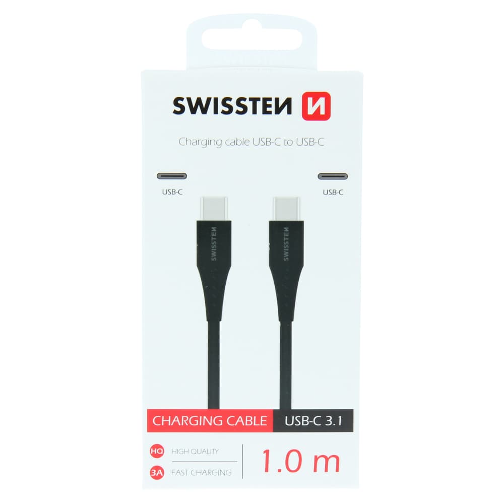 Datový kabel swissten usb-c / usb-c 1,0 m černý - náhled 2