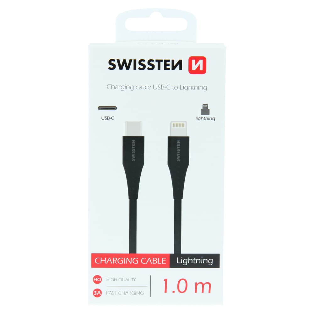 Datový kabel swissten usb-c / lightning 1,0 m černý - náhled 2