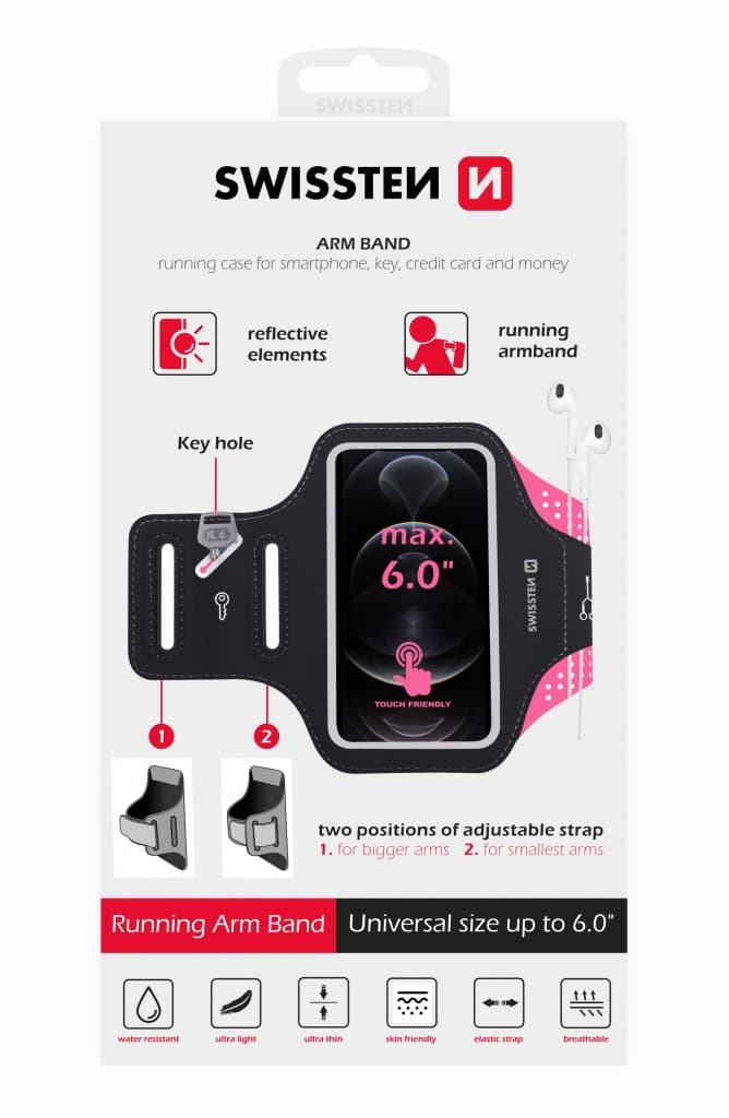 Pouzdro swissten armband case vel. 6,0" růžové - náhled 2