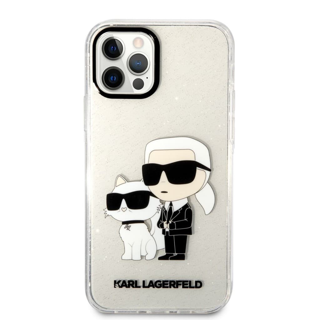 Karl Lagerfeld IML Glitter Karl and Choupette NFT Zadní Kryt pro iPhone 12/12 Pro Transparent - náhled 2