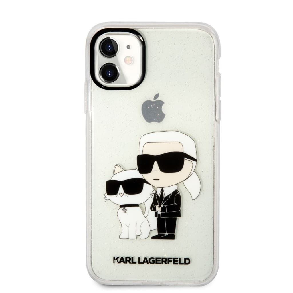Karl Lagerfeld IML Glitter Karl and Choupette NFT Zadní Kryt pro iPhone 11 Transparent - náhled 2