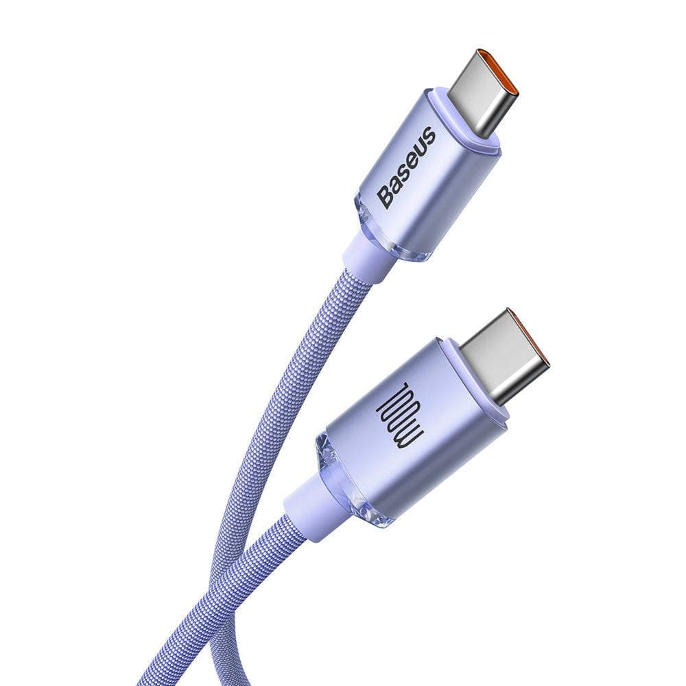 Baseus CAJY000605 Crystal Shine Series Datový Kabel USB-C - USB-C 100W 1,2m Purple - náhled 2