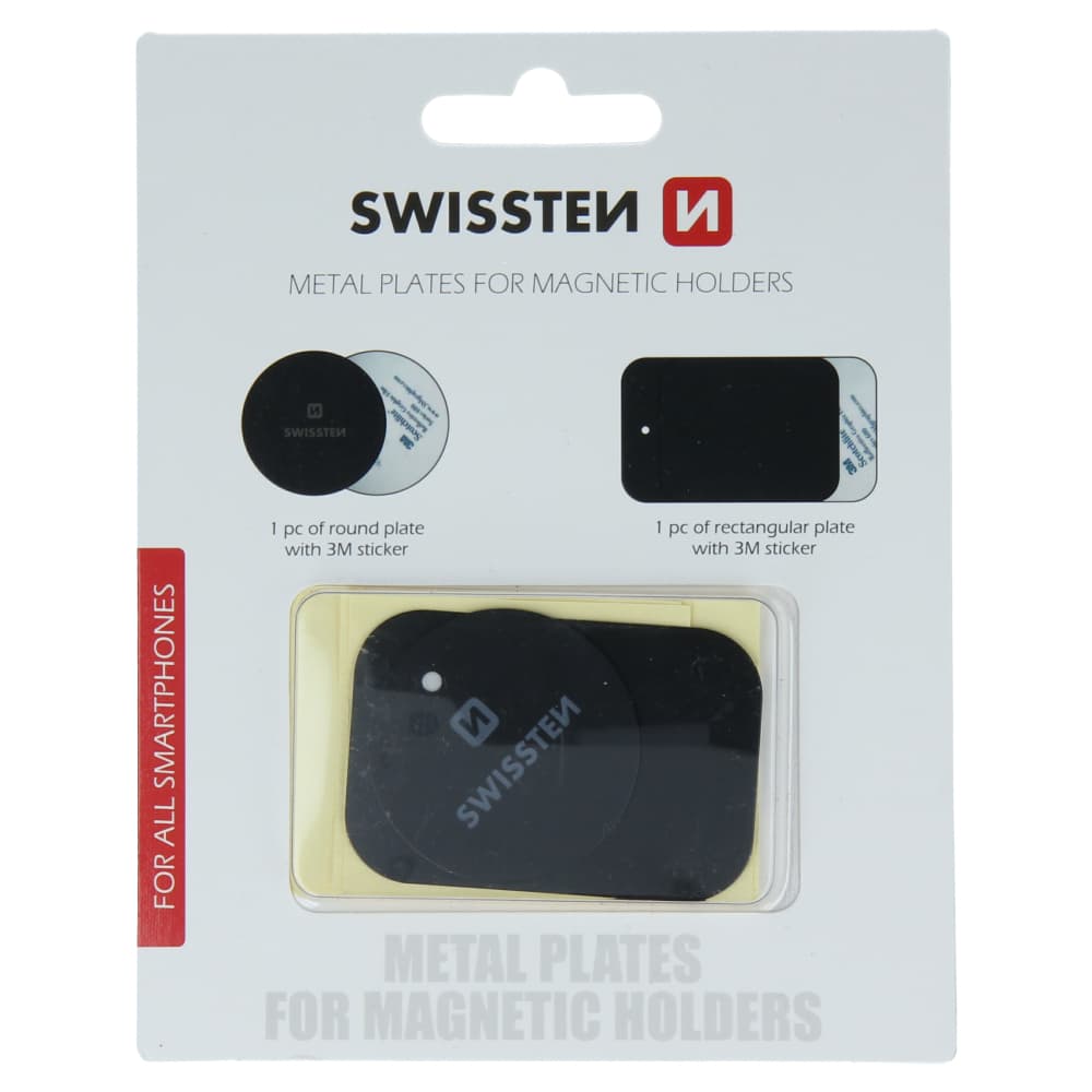 Swissten set kovový lepící štítek a podložka k magnetickým držákům do auta (retail pack) - náhled 2