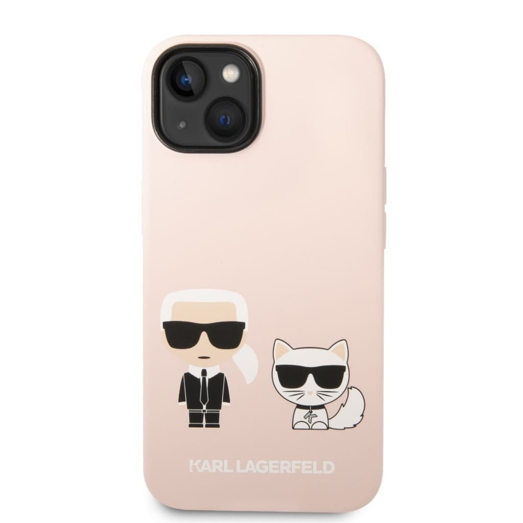 Karl Lagerfeld and Choupette Liquid Silicone Zadní Kryt pro iPhone 14 Plus Pink - náhled 2