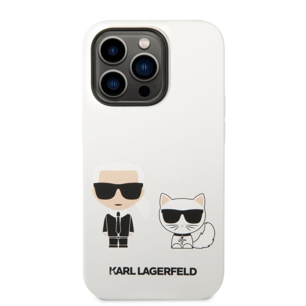 Karl Lagerfeld and Choupette Liquid Silicone Zadní Kryt pro iPhone 14 Pro Max White - náhled 2