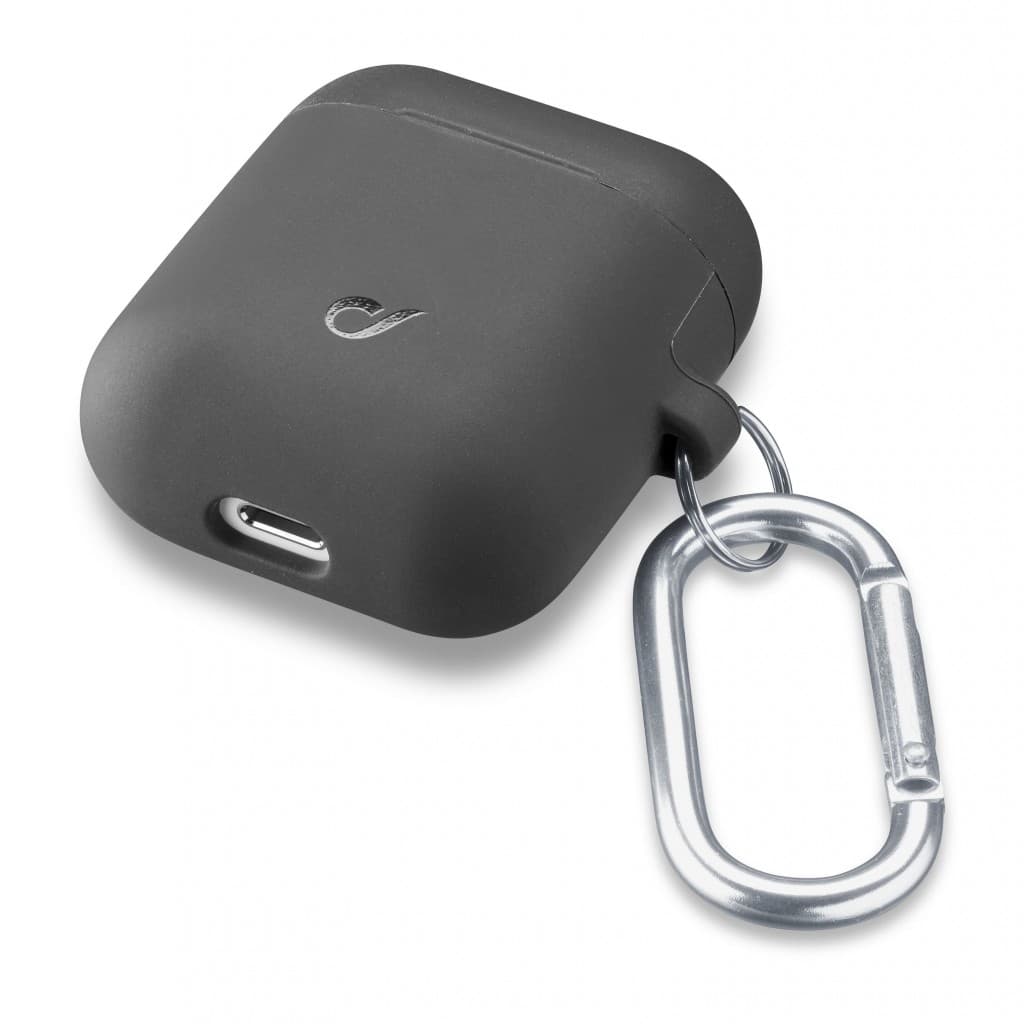 Ochranný kryt s karabinou Cellularline Bounce pro Apple AirPods 1 &amp; 2, černý - náhled 2