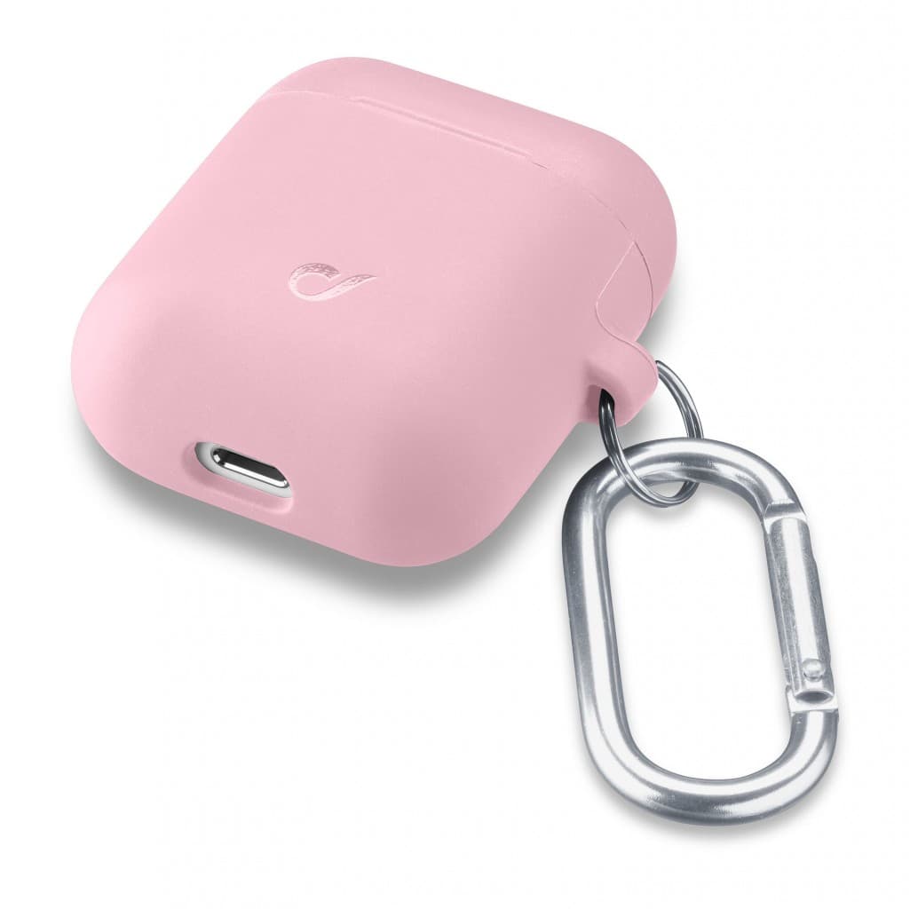 Ochranný kryt s karabinou Cellularline Bounce pro Apple AirPods 1 &amp; 2, růžový - náhled 2