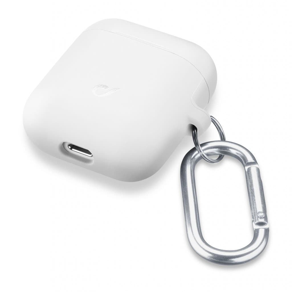 Ochranný kryt s karabinou Cellularline Bounce pro Apple AirPods 1 &amp; 2, bílý - náhled 2
