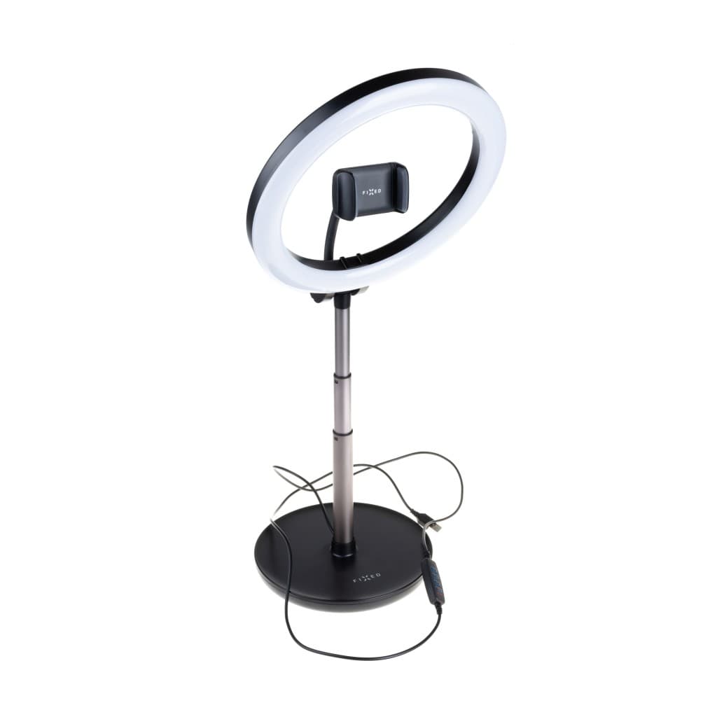 Stativ s kruhovým LED svítidlem a ovládáním na USB kabelu FIXED LEDRing Lite, černý - náhled 2