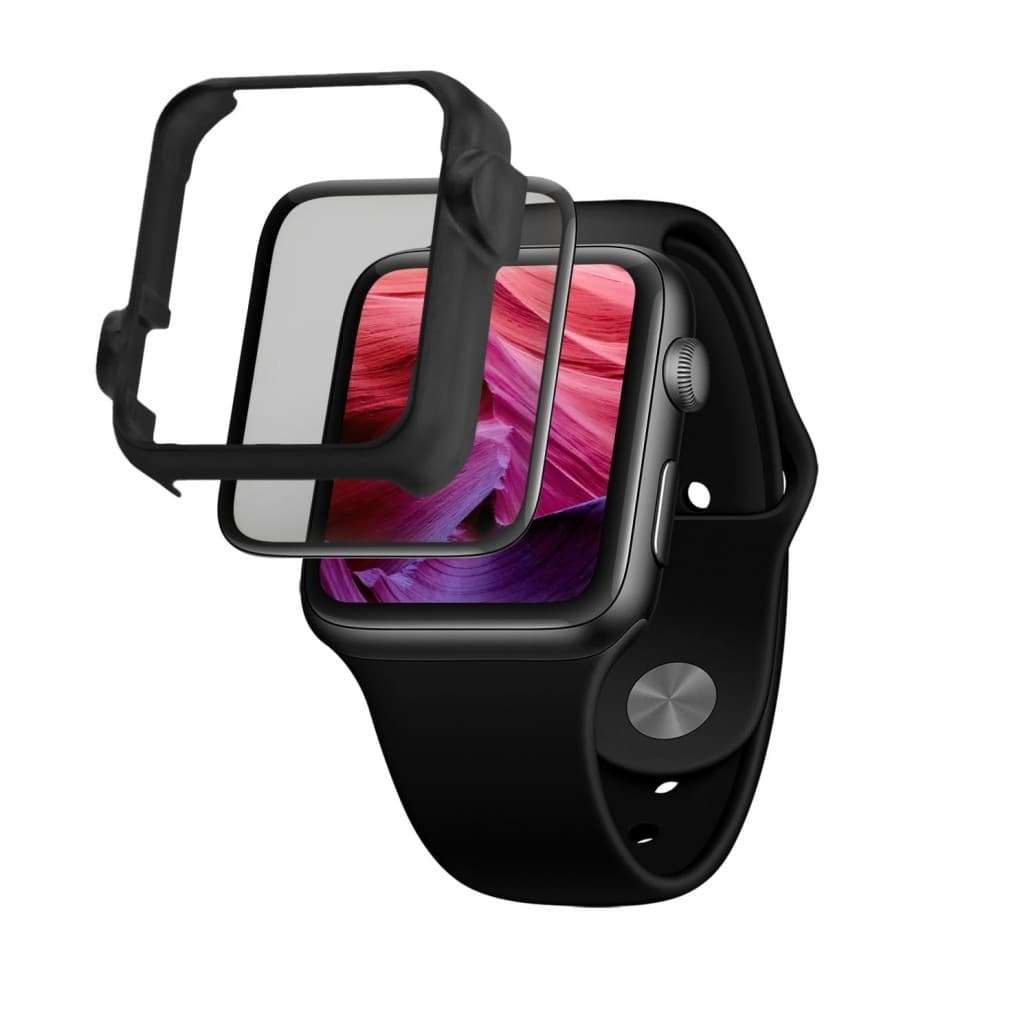 Ochranné tvrzené sklo FIXED 3D Full-Cover pro Apple Watch 44mm s aplikátorem, s lepením přes celý displej, černé - náhled 2