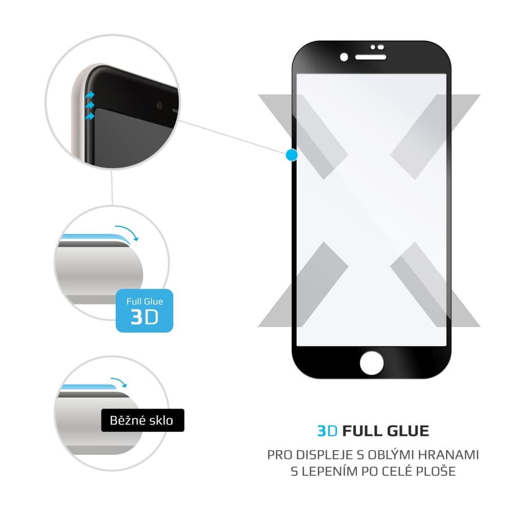 Ochranné tvrzené sklo FIXED 3D Full-Cover Apple iPhone SE (2020/2022) / 7 / 8, s lepením přes celý displej, černé - náhled 2