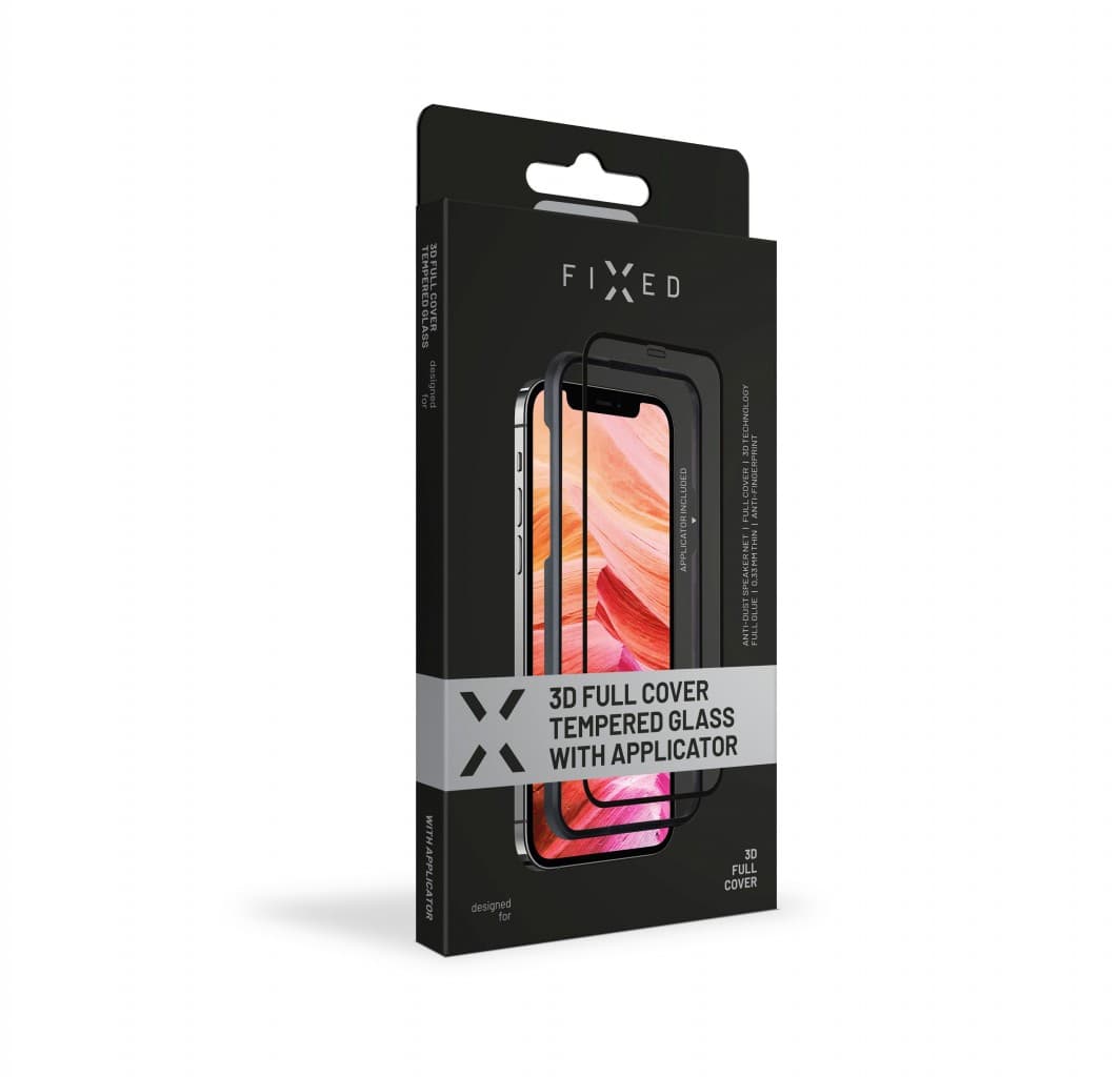 Ochranné tvrzené sklo FIXED 3D Full-Cover s aplikátorem pro Apple iPhone 13/13 Pro, černé - náhled 2