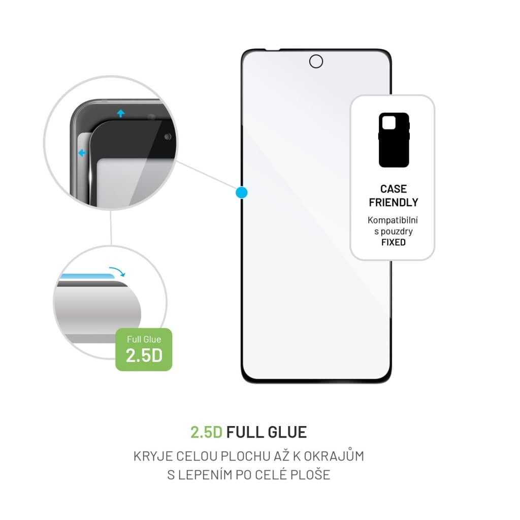 Ochranné tvrzené sklo FIXED Full-Cover pro Motorola Moto G72, lepení přes celý displej, černé - náhled 2