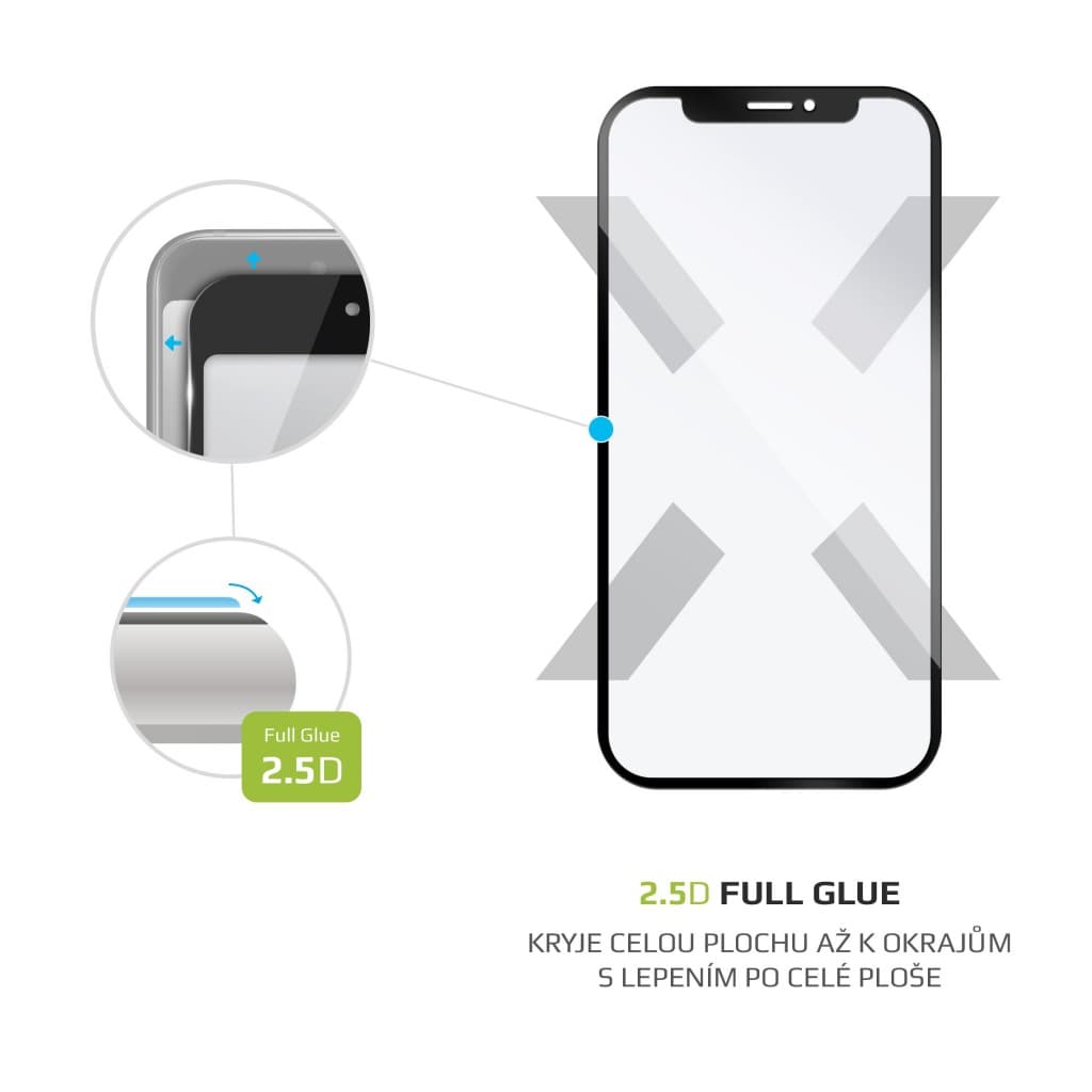 Tvrzené sklo FIXED Full-Cover na Xiaomi Redmi Note 12 Pro Plus 5G, lepení přes celý displej, černé - náhled 2