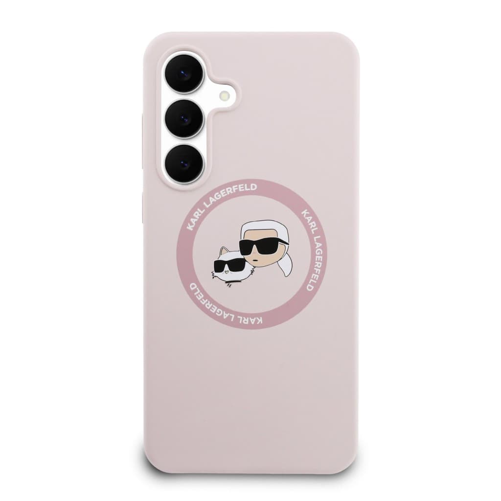 Zadní kryt Karl Lagerfeld Liquid Silicone K&amp;CH Heads MagSafe pro Samsung Galaxy S25 FE Pink - náhled 3