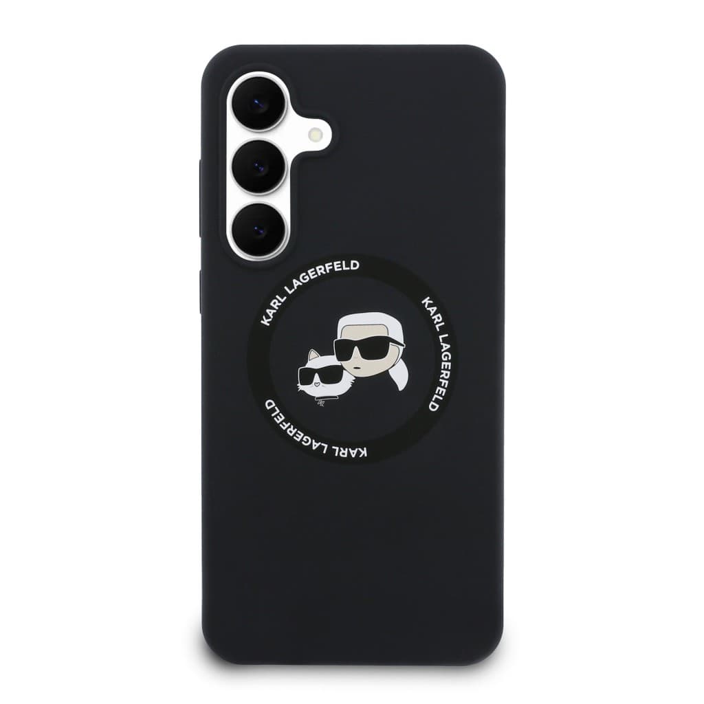 Zadní kryt Karl Lagerfeld Liquid Silicone K&amp;CH Heads MagSafe pro Samsung Galaxy S25 FE Black - náhled 3
