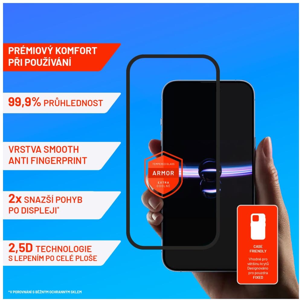Prémiové ochranné tvrzené sklo FIXED Armor s aplikátorem pro Samsung Galaxy A35 5G, černé - náhled 3