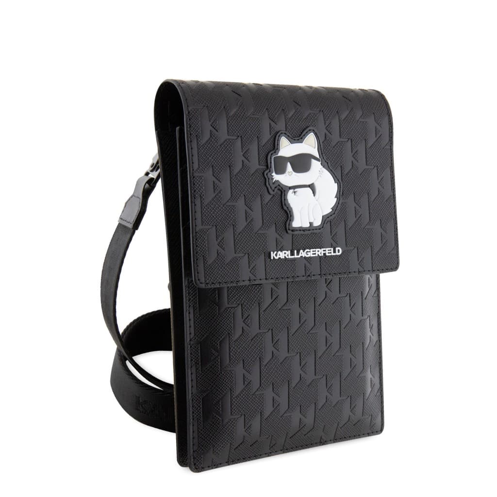 Karl Lagerfeld Saffiano Monogram Wallet Phone Bag Choupette NFT Black - náhled 3