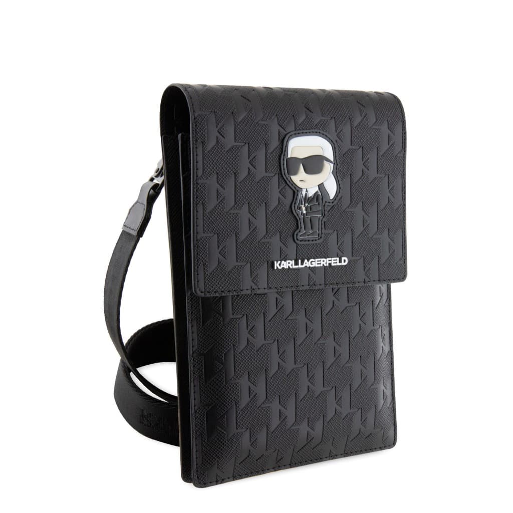 Karl Lagerfeld Saffiano Monogram Wallet Phone Bag Ikonik NFT Black - náhled 3
