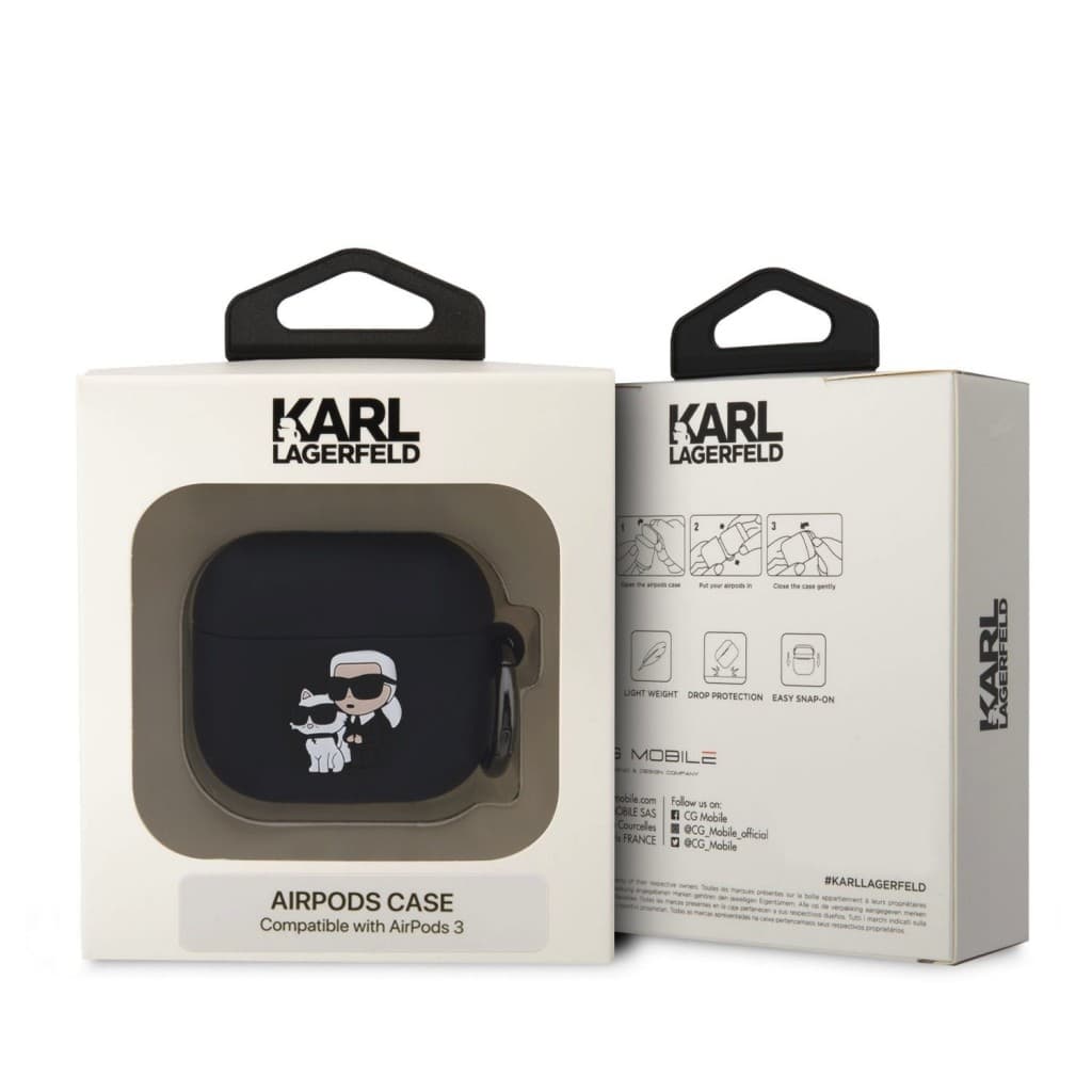 Karl Lagerfeld 3D Logo NFT Karl and Choupette Silikonové Pouzdro pro AirPods 3 Black - náhled 3