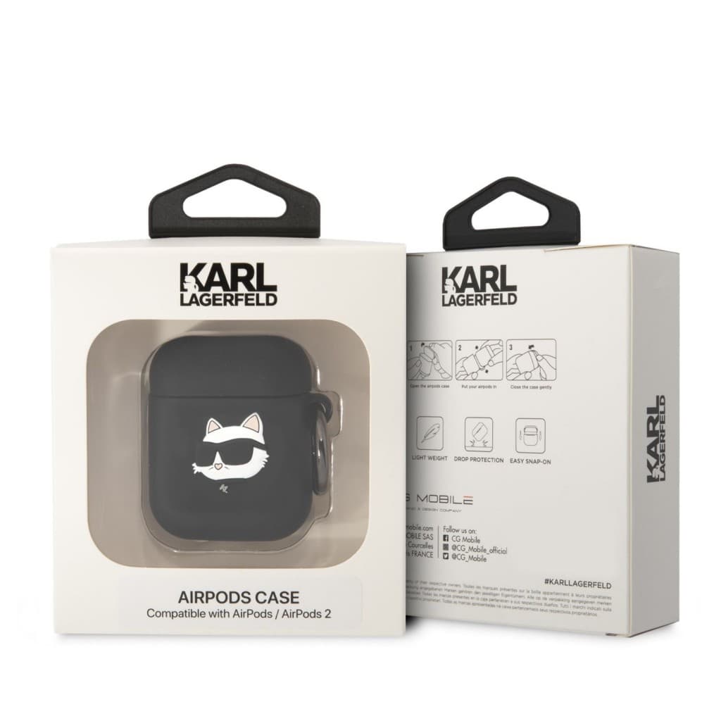 Karl Lagerfeld 3D Logo NFT Choupette Head Silikonové Pouzdro pro Airpods 1/2 Black - náhled 3