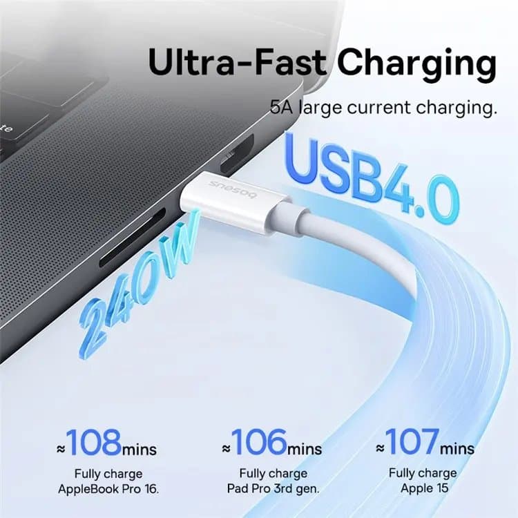 Datový Kabel Baseus Superior Series 2 Fast Charging USB-C - USB-C 240W 1m Moon White - náhled 3