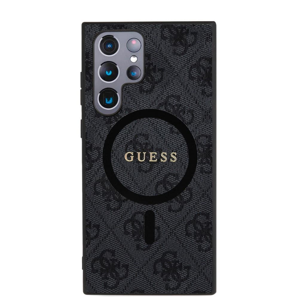 Guess PU Leather 4G Colored Ring MagSafe Zadní Kryt pro Samsung Galaxy S24 Ultra Black - náhled 3