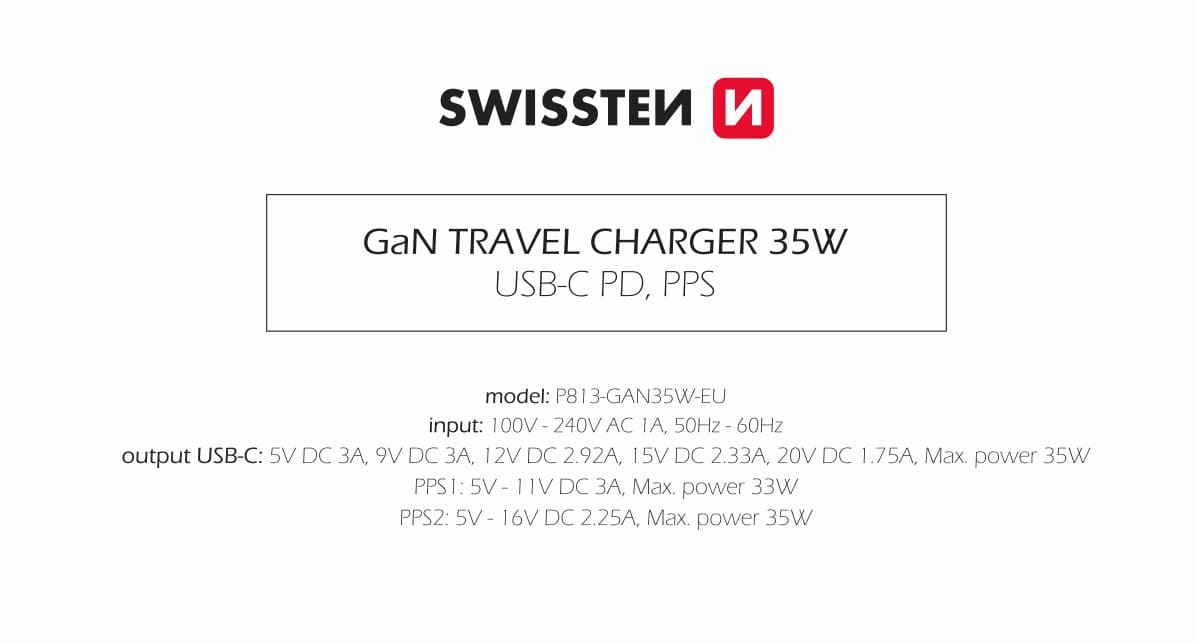 Adaptér Swissten s funkcí rychlonabíjení 35W černý - náhled 3