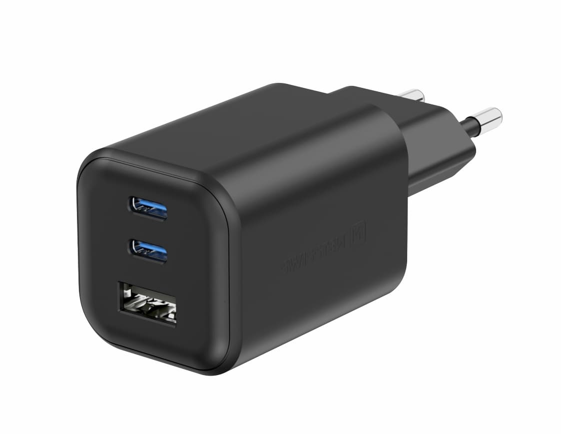 Adaptér Swissten s funkcí rychlonabíjení 1x USB-A, 2X USB-C 65W černý - náhled 3