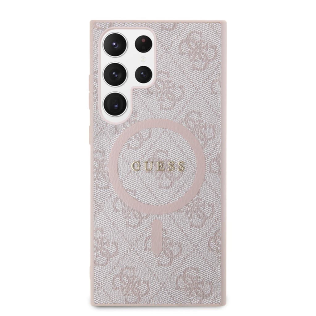 Guess PU Leather 4G Colored Ring MagSafe Zadní Kryt pro Samsung Galaxy S24 Ultra Pink - náhled 3