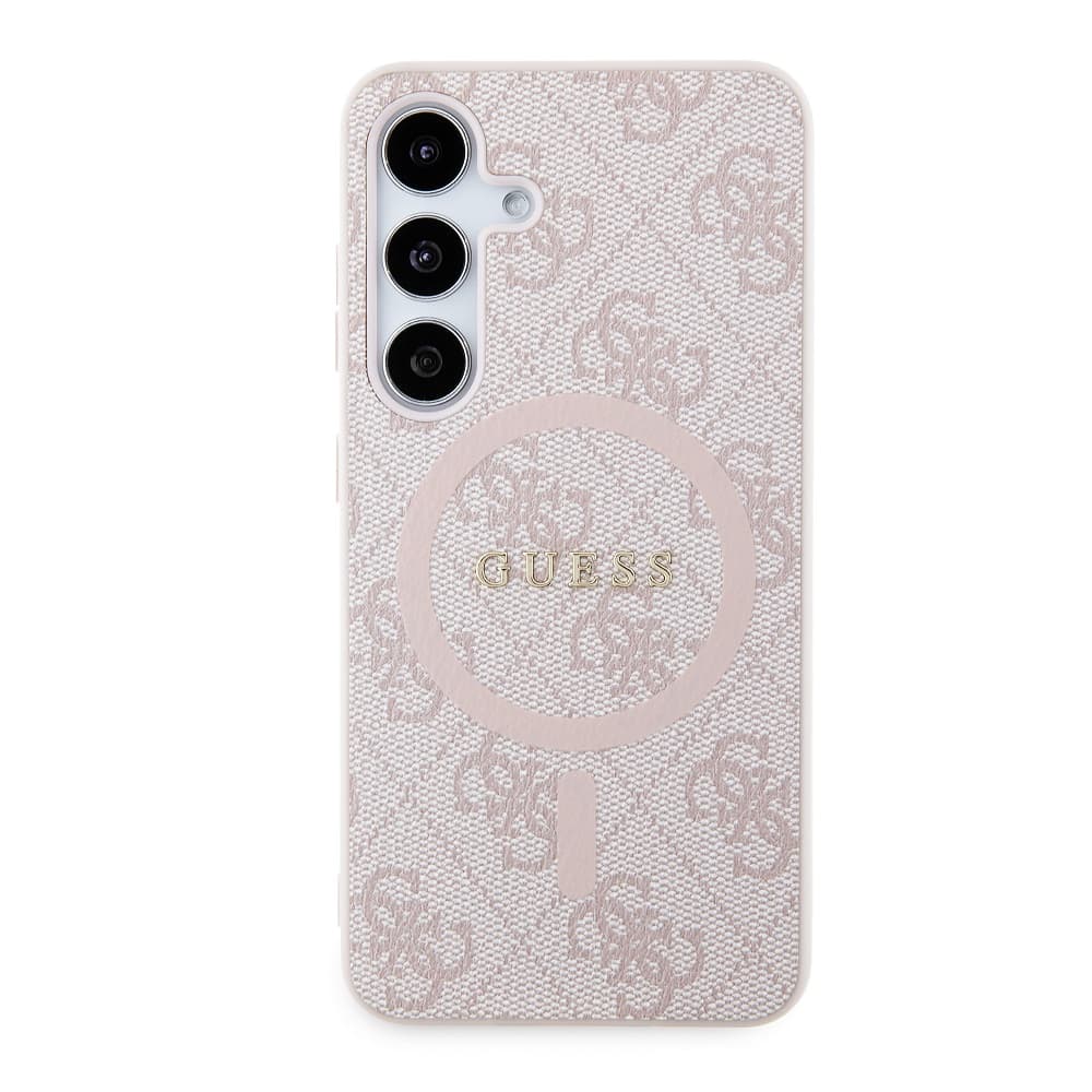 Guess PU Leather 4G Colored Ring MagSafe Zadní Kryt pro Samsung Galaxy S24 Pink - náhled 3