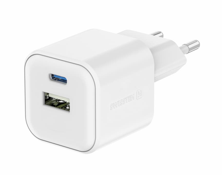 Adaptér Swissten 12W USB-A, USB-C bílý - náhled 3