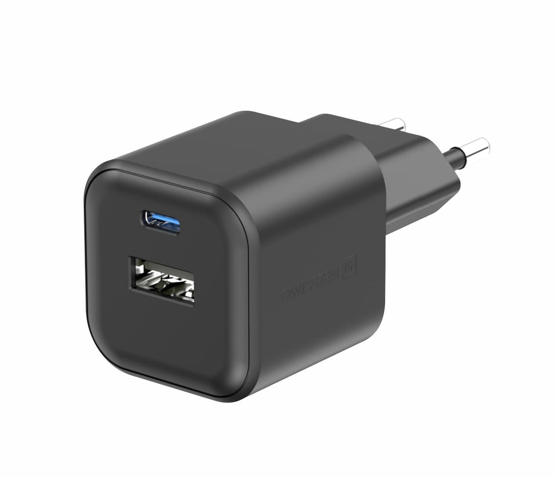 Adaptér Swissten 12W USB-A, USB-C černý - náhled 3