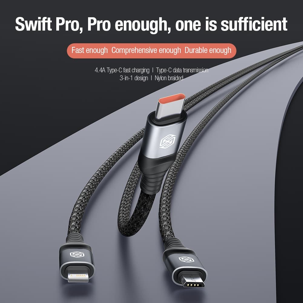 Nillkin Datový Kabel Swift Pro 3v1 1,5m Black - náhled 3