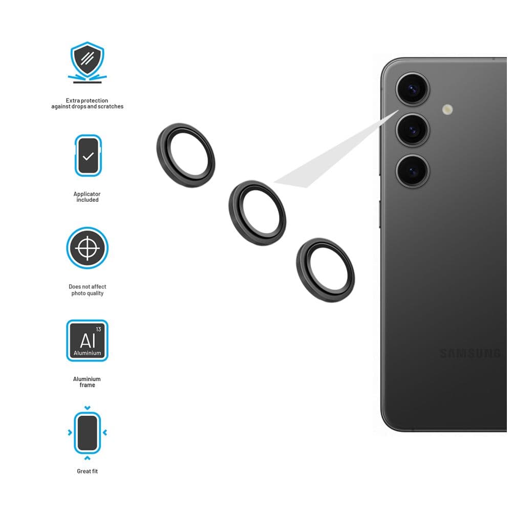 Ochranná skla čoček fotoaparátů FIXED Camera Glass pro Samsung Galaxy A55 5G, černá - náhled 3