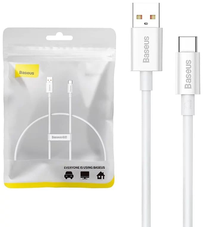 Datový kabel Baseus Superior Series Fast Charging USB-A - USB-C 100W 0.25m Moon White - náhled 3
