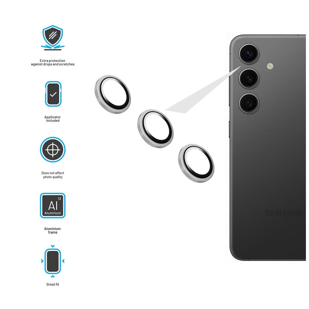 Ochranná skla čoček fotoaparátů FIXED Camera Glass pro Samsung Galaxy A15/A15 5G, stříbrná - náhled 3
