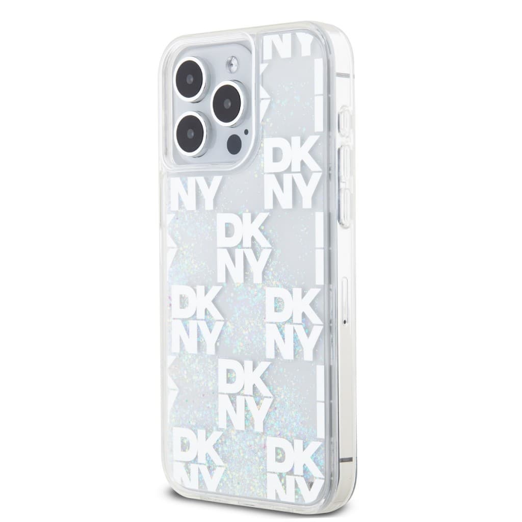 Zadní Kryt DKNY Liquid Glitter Checkered Pattern na iPhone 15 Pro Max Transparent - náhled 3