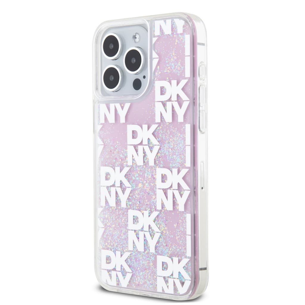 Zadní Kryt DKNY Liquid Glitter Checkered Pattern na iPhone 15 Pro Max Pink - náhled 3