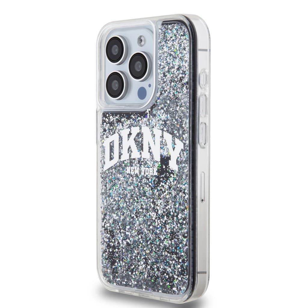 Zadní Kryt DKNY Liquid Glitter Arch Logo pro iPhone 15 Pro černý - náhled 3