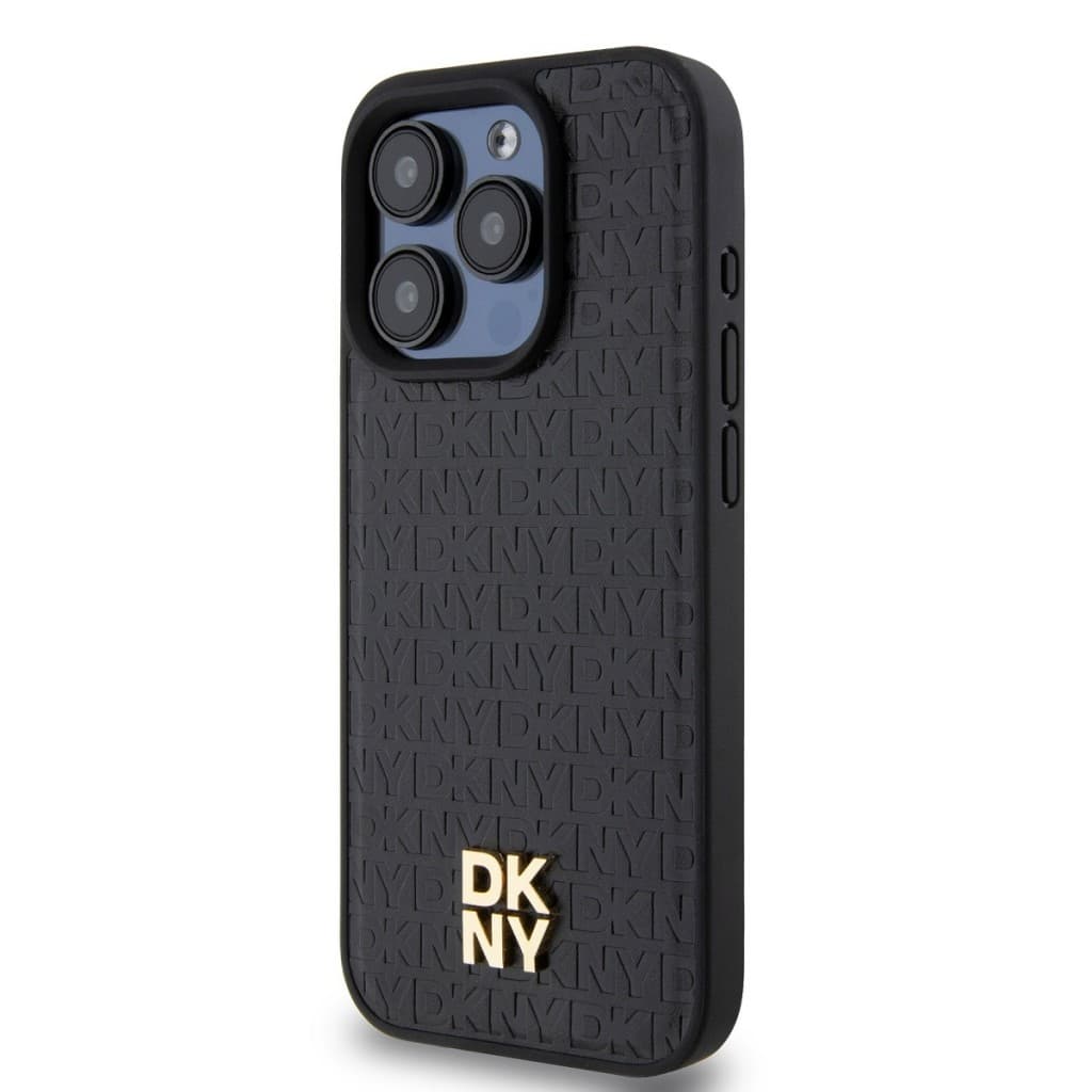Zadní Kryt DKNY PU Leather Repeat Pattern Stack Logo Magsafe pro iPhone 15 Pro Max černý - náhled 3