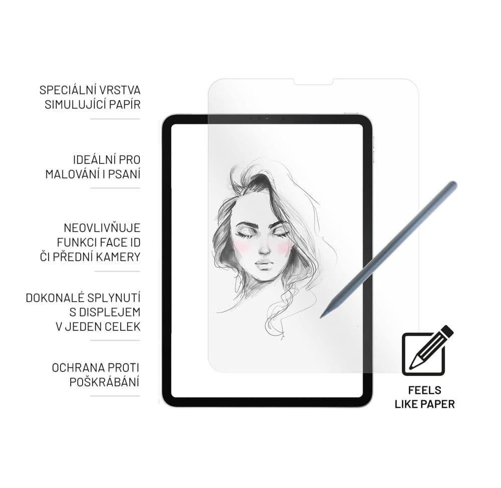 Ochranné tvrzené sklo FIXED PaperGlass Screen Protector pro Apple iPad Air 10.9“ (2024), čiré - náhled 3