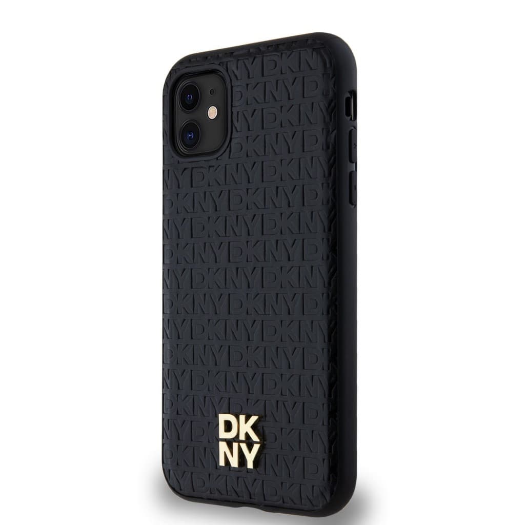 Zadní Kryt DKNY PU Leather Repeat Pattern Stack Logo Magsafe pro iPhone 11 černý - náhled 3