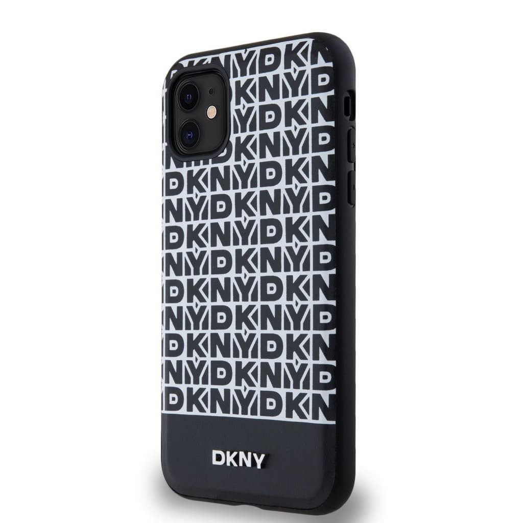 Zadní Kryt DKNY PU Leather Repeat Pattern Bottom Stripe MagSafe pro iPhone 11 černý - náhled 3
