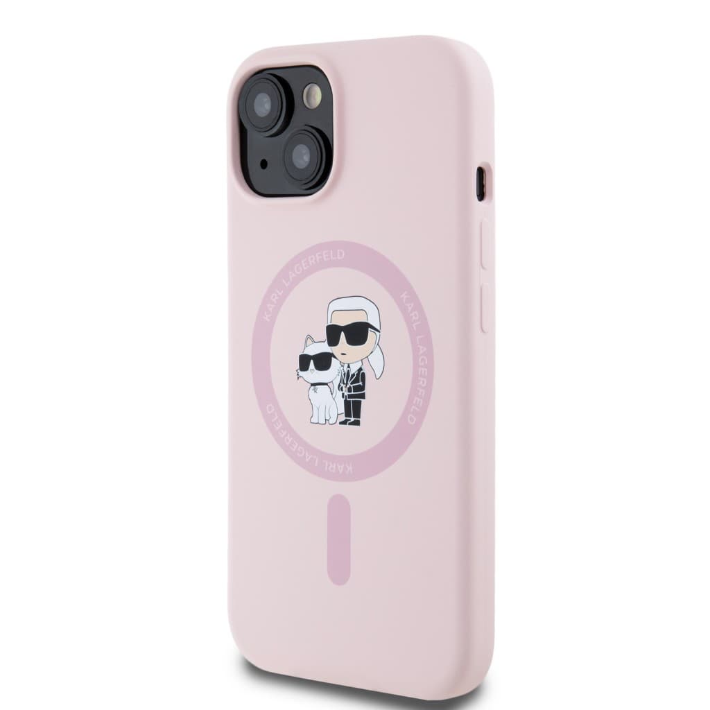 Karl Lagerfeld Liquid Silicone Karl and Choupette Magsafe Zadní Kryt pro iPhone 15 Pink - náhled 3